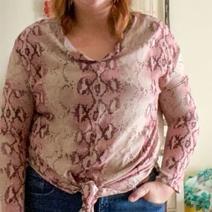 Pink Snakeskin Print Blouse